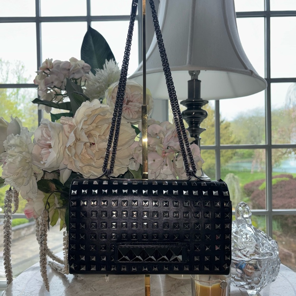 Valentino Garavani Black Studded Shoulder Bag